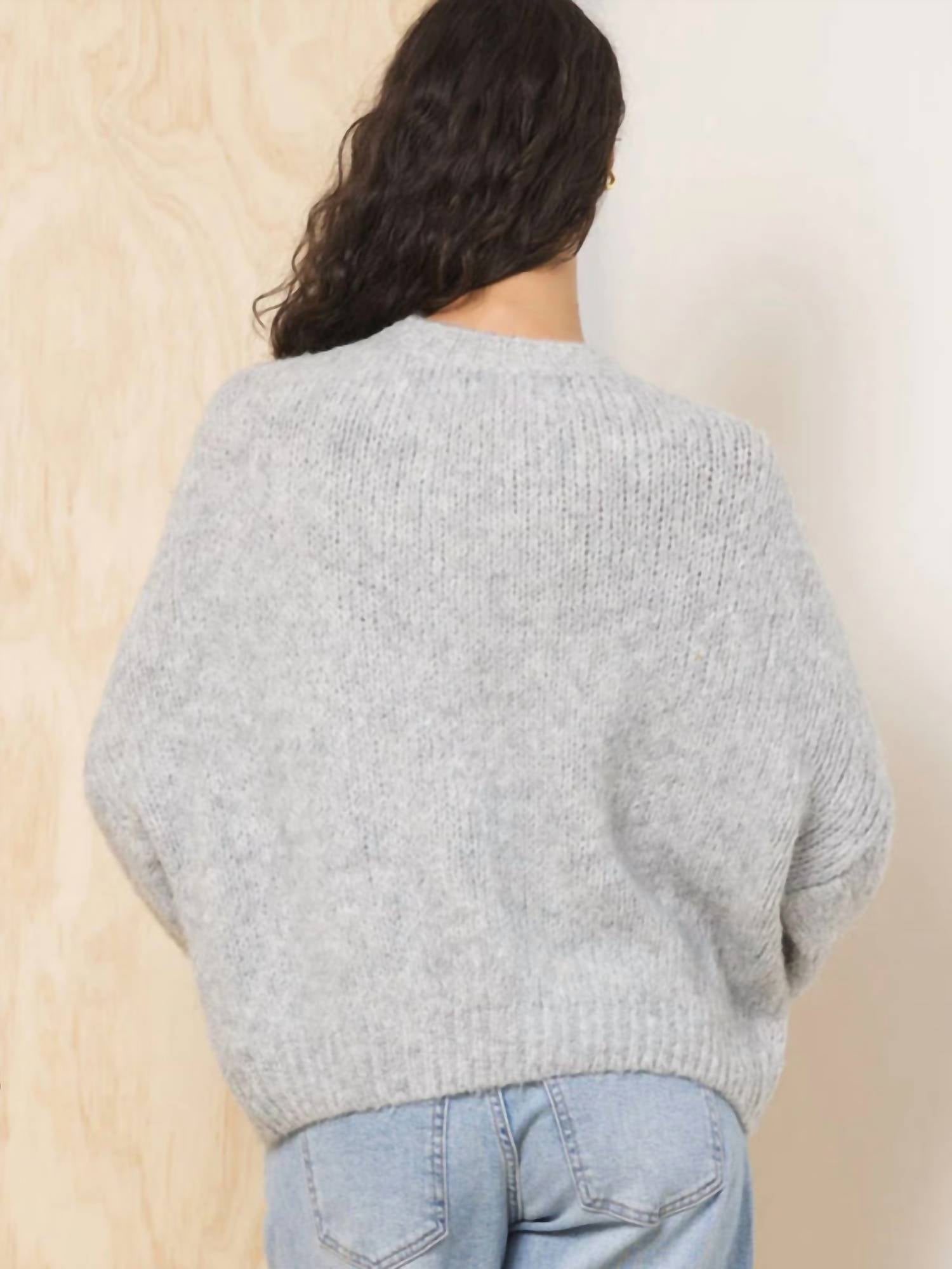 Vintage Havana La Jacquard Sweater in light grey - women's sweater - detail view