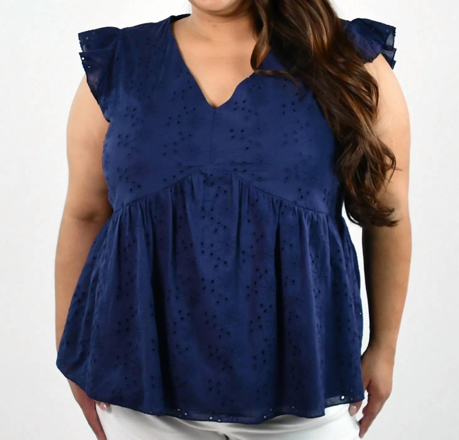 Andree By Unit - Embroidered V-neck Top - Plus