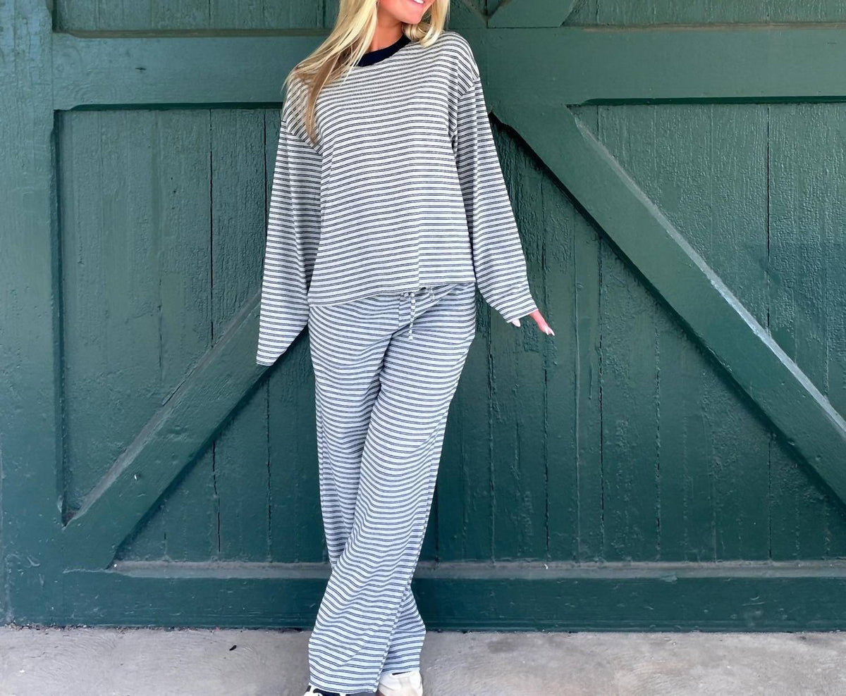 Bailey Rose - Dylan Stripe Knit Wide Leg Pants