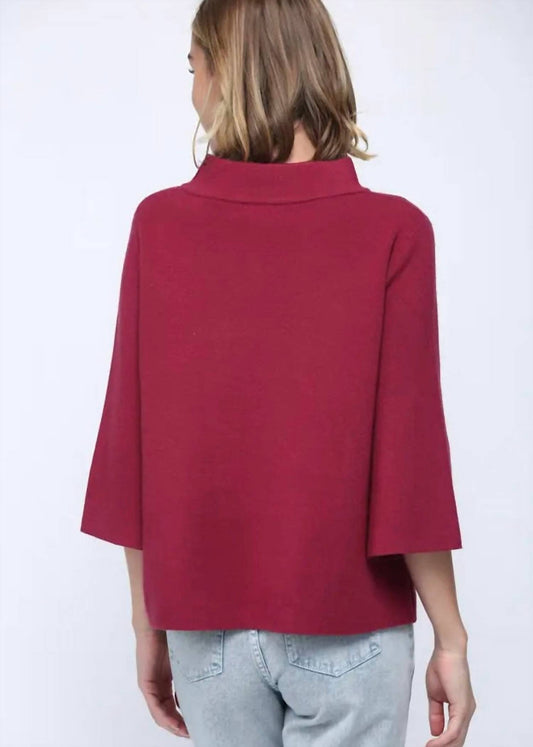 Fate - Mock Neck Pull Over Sweater With Bell Sleeves