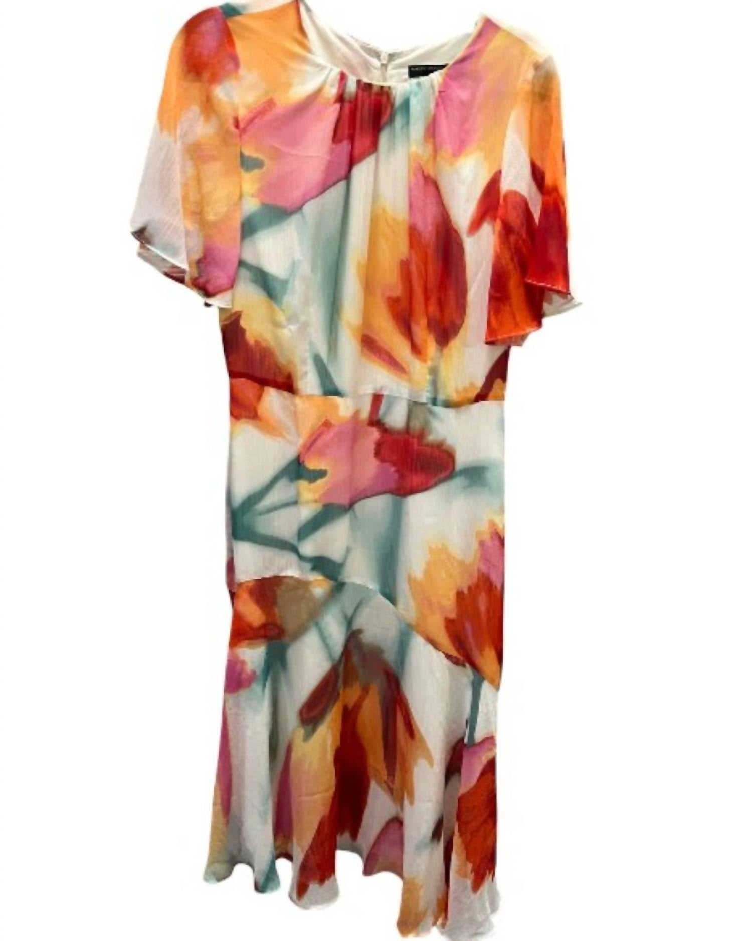 Maggy London - Women's Watercolor Asymmetrical Midi Dress