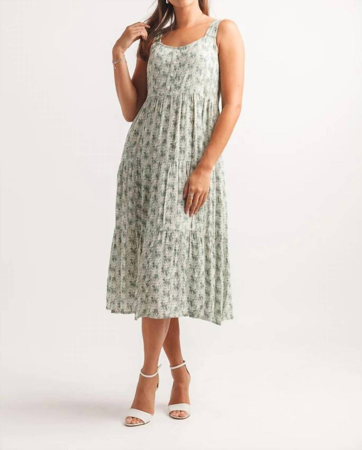 Papillon - Tiered Leaf Print Dress