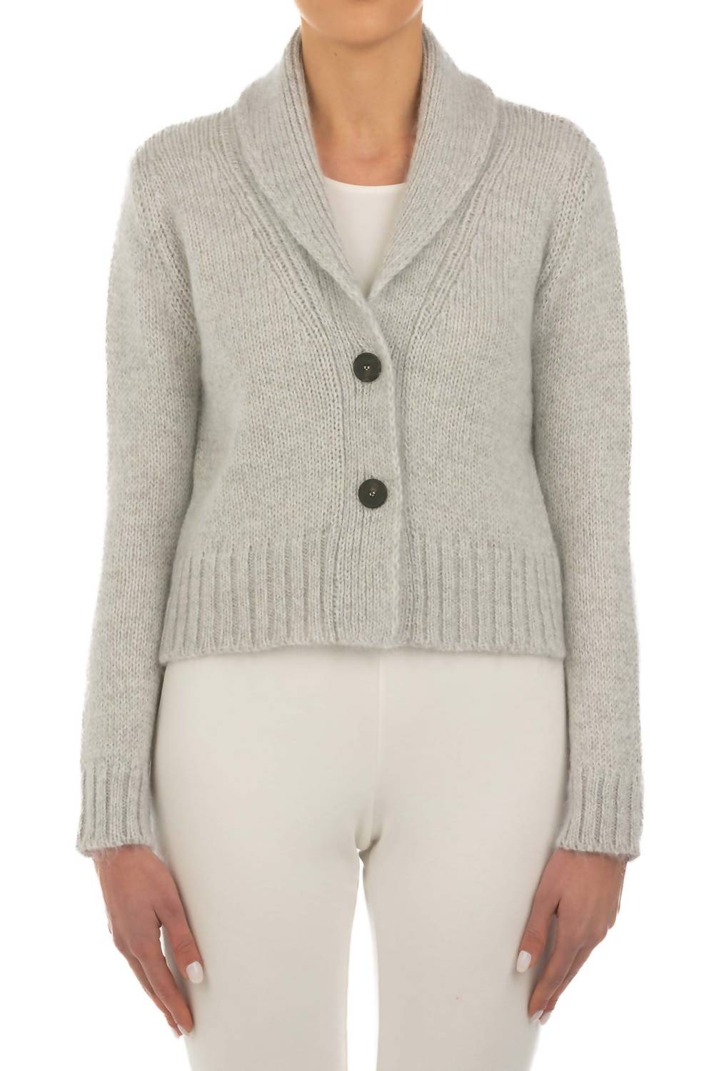 LE TRICOT PERUGIA Cardigan Corto Sweater in silver - women's cardigan