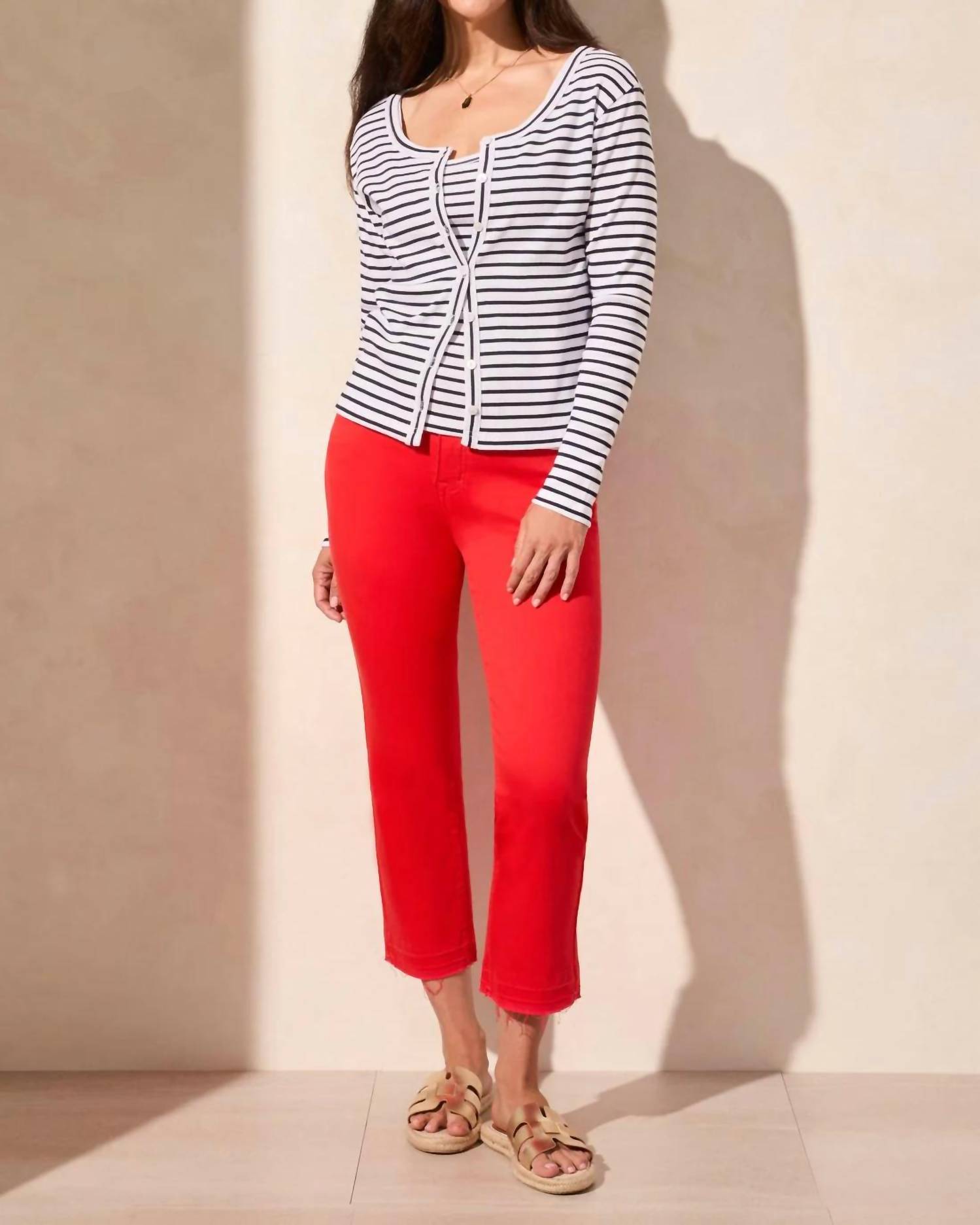Tribal - Baby Rib Stripe Wear-Two-Ways Button-Down Cardigan 0 out of 5 star rating