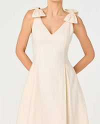Astr - Joleena Linen Bow-strap Midi Dress