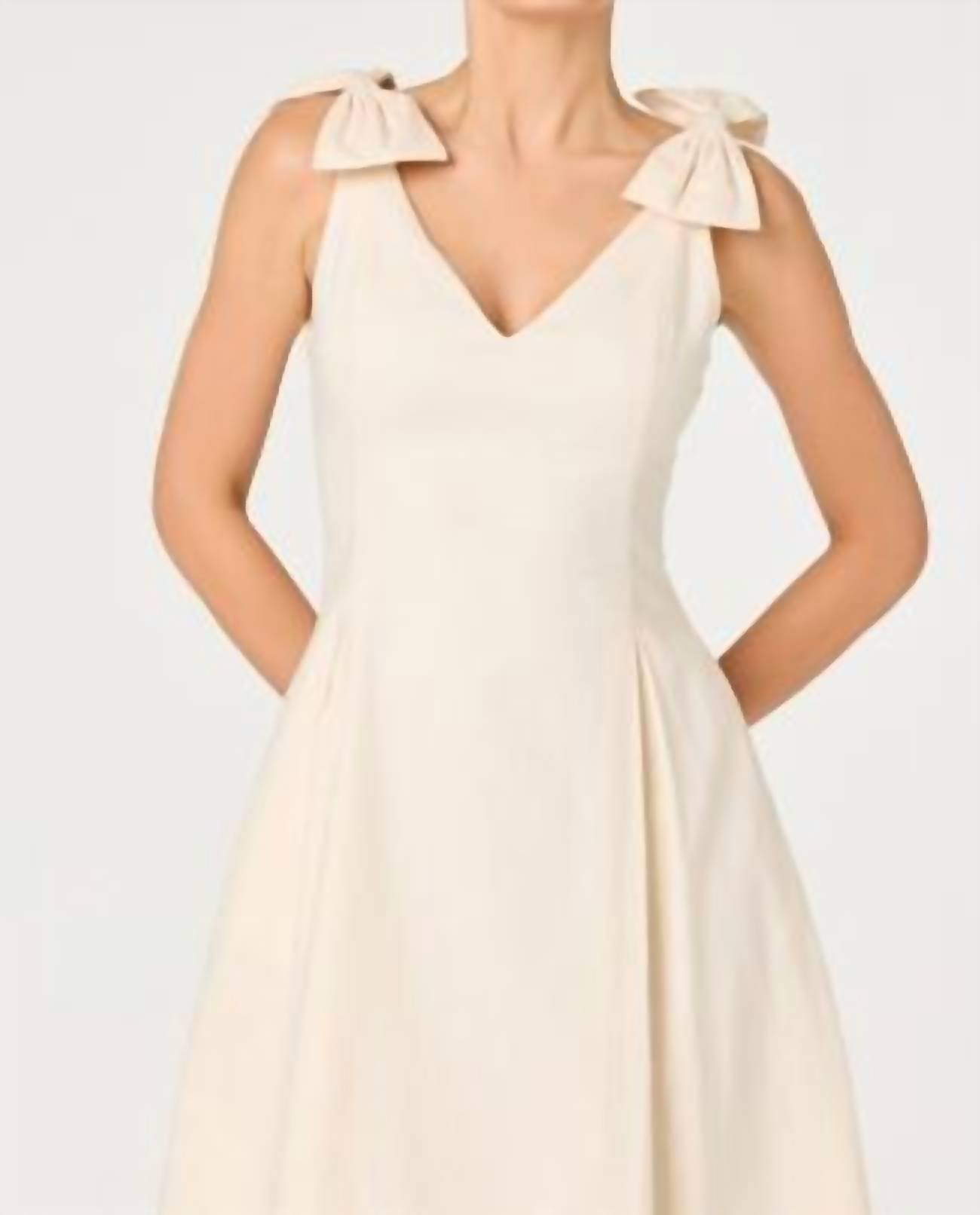 Astr - Joleena Linen Bow-strap Midi Dress