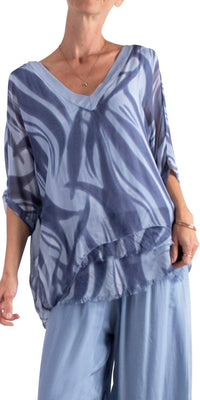 Gigi Moda - Diana Wave Print V-neck Blouse