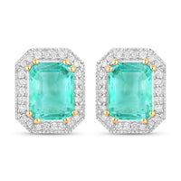 Diana M Jewels Women's Octagon Natural Ethiopian Emerald Stud Earrings (2.99 Ct) - Signature in 14k yellow gold - women's jewelry