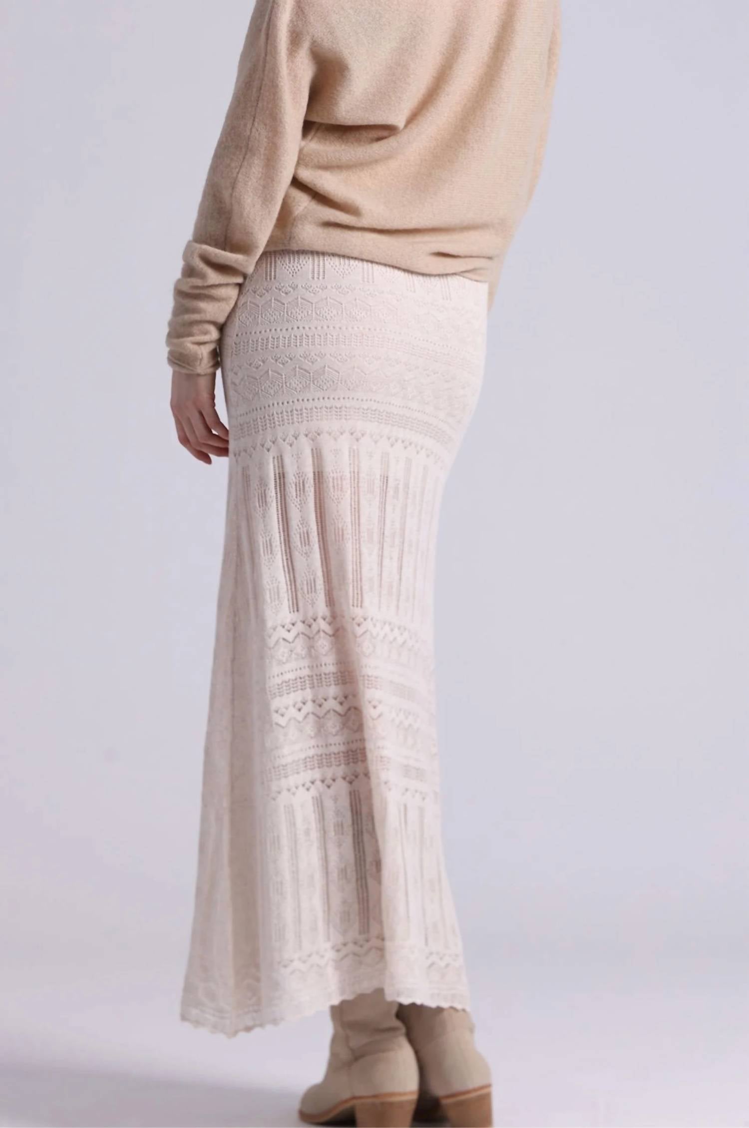 Minnie Rose - Cotton Blend Maxi Lace Skirt