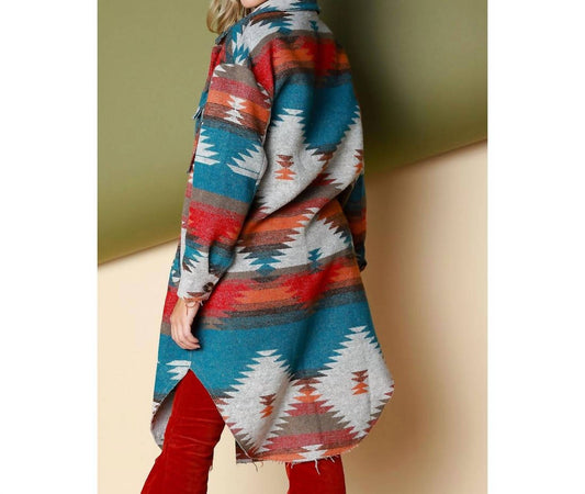 Bestto - Aztec Pattern Long Jacket