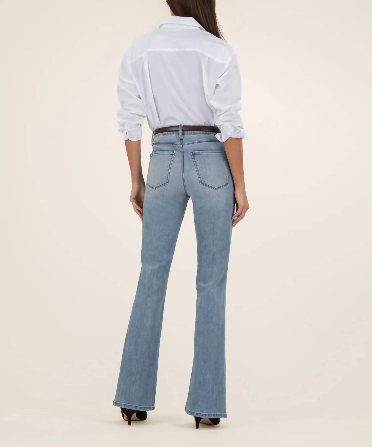 KUT FROM THE KLOTH High Rise Flare Pant in donate with medium base wash - women's pants - alternate view