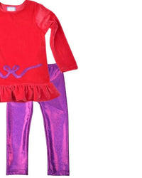 Funtasia Too - Girls Bow Applique Velour Top With Leggings Set