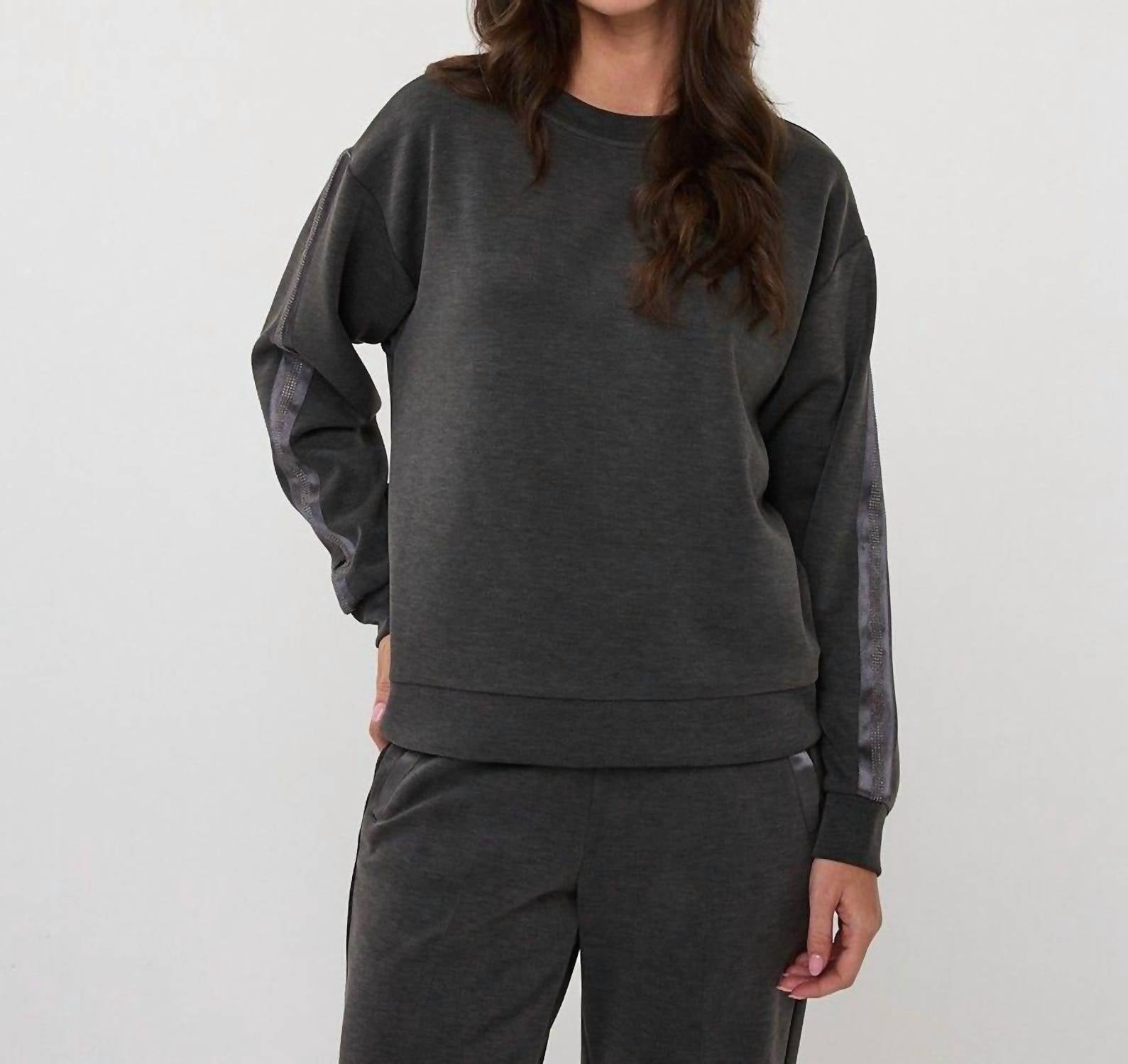 Esqualo - Modal Sweatshirt With Rhinestone Trim