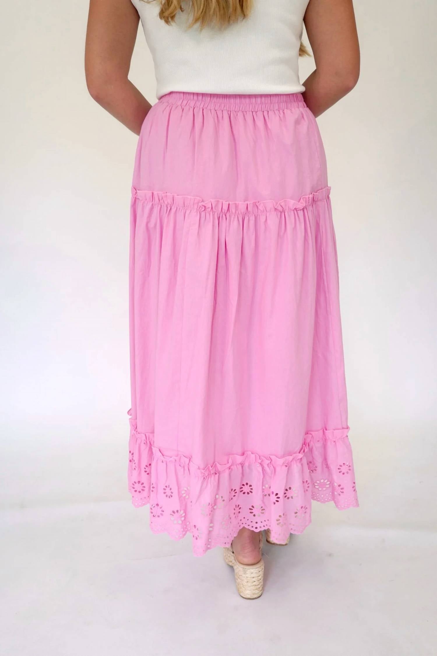 Hyfve - Cotton Eyelet Tiered Maxi Skirt