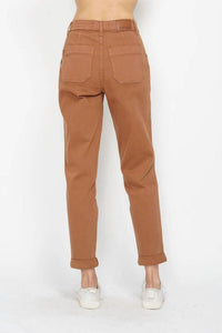Judy Blue - High Waist Garment Dyed Cuffed Jogger Pants