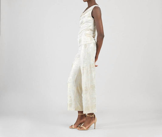 Clara Sunwoo - Foil Sheen Cowl Neck Draped Tank Top