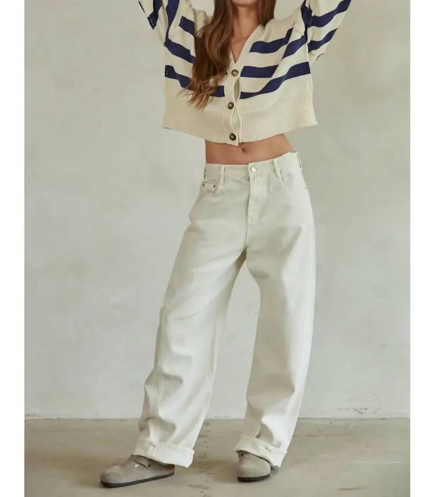By Together - Knit Sweater Striped Button Down Cardigan