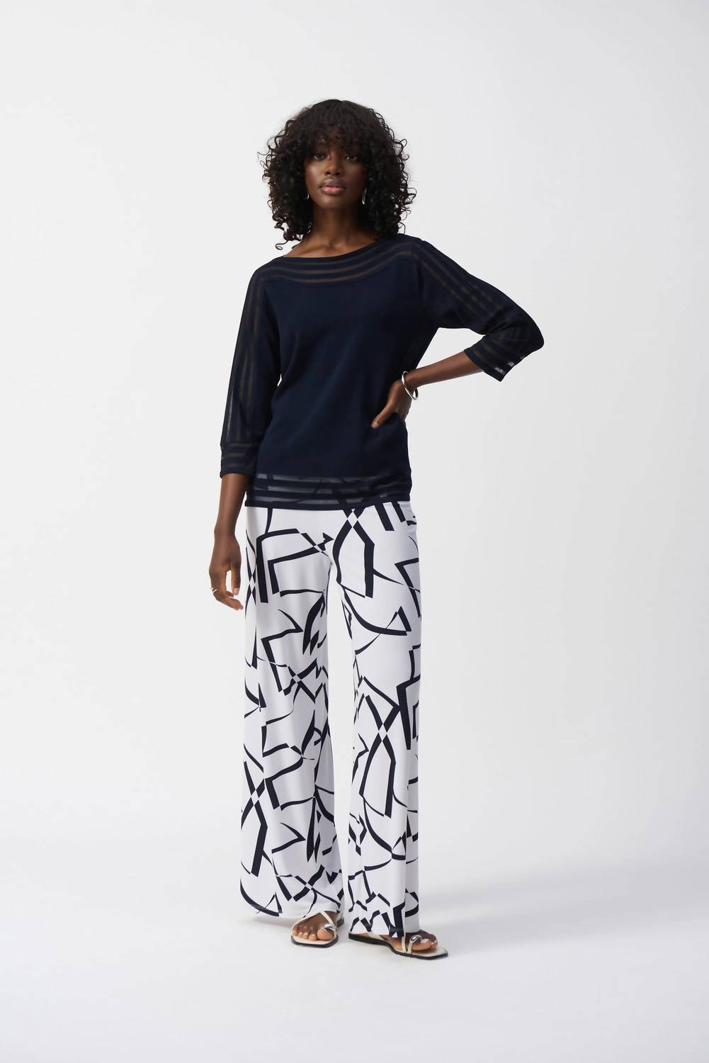Joseph Ribkoff - Knit Pullover Top With Mesh Detail