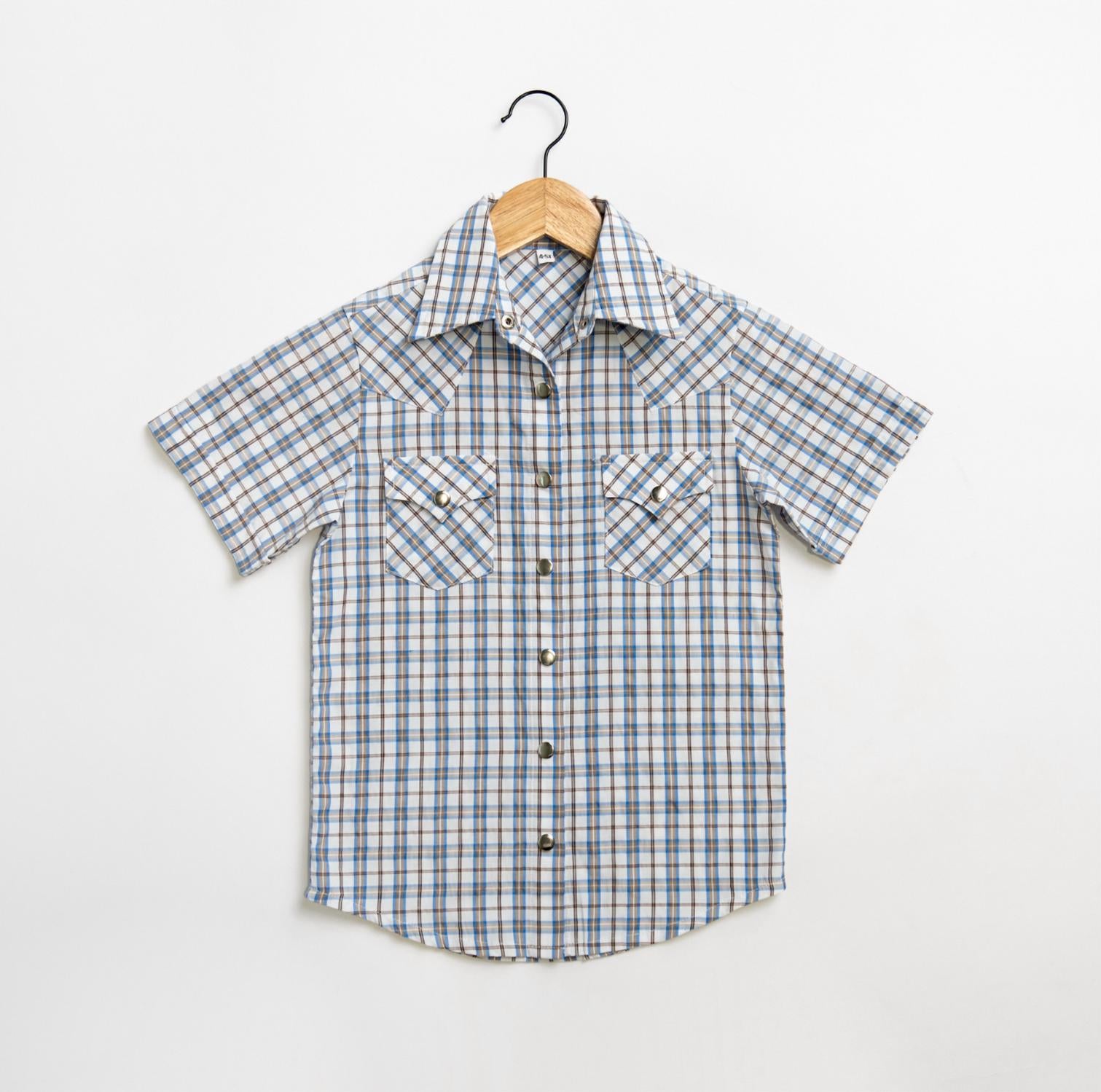 American Farm Company - Boys Youth Plaid Pattern Metal Snap Shirt