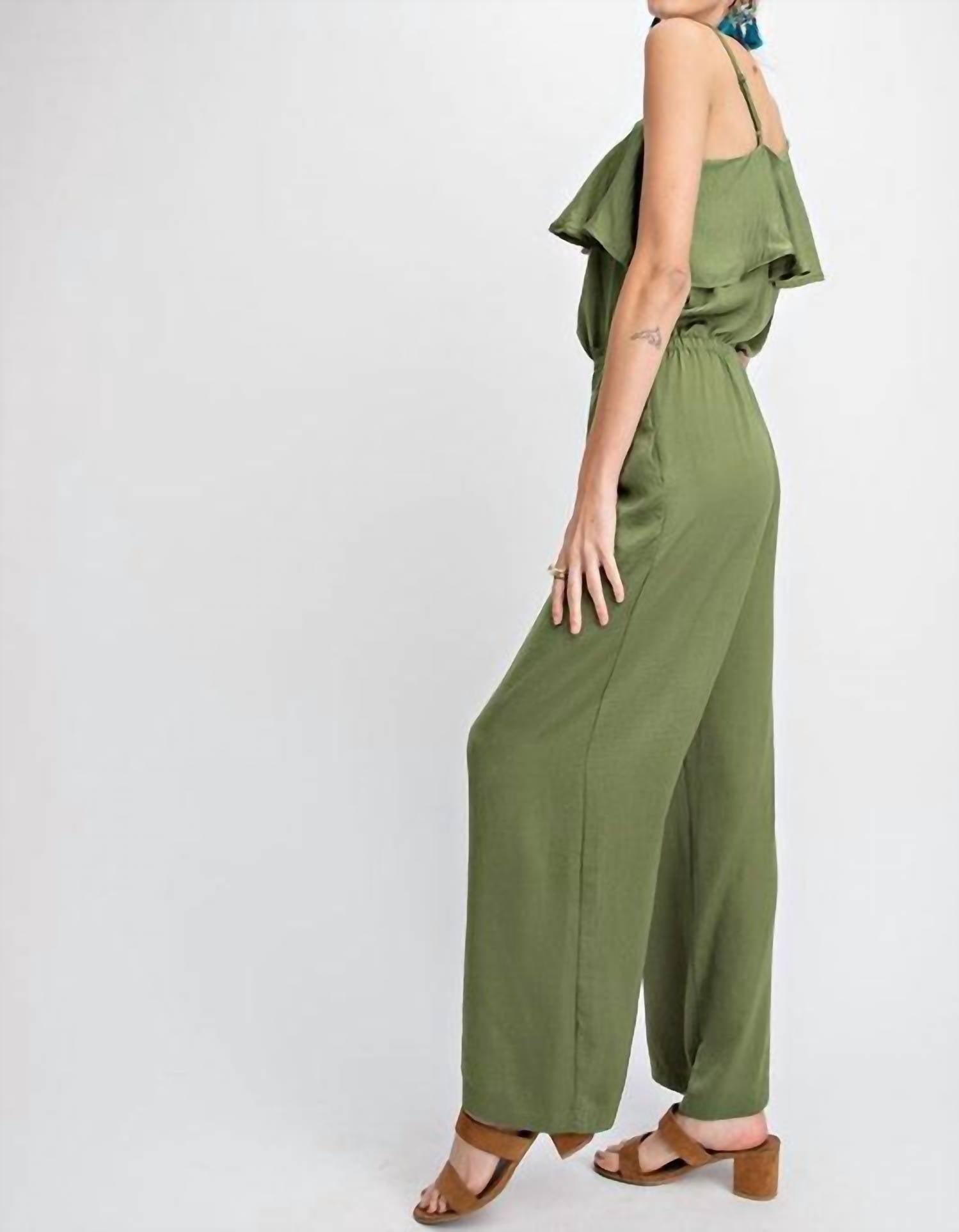 Easel - Claire Satin Jumpsuit