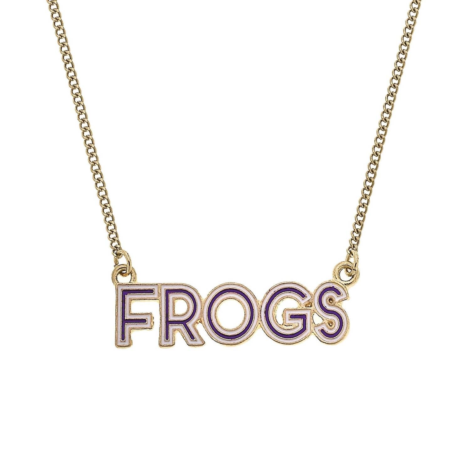 CANVAS Style Women's Horned Frogs Enamel Necklace in purple white - women's jewelry