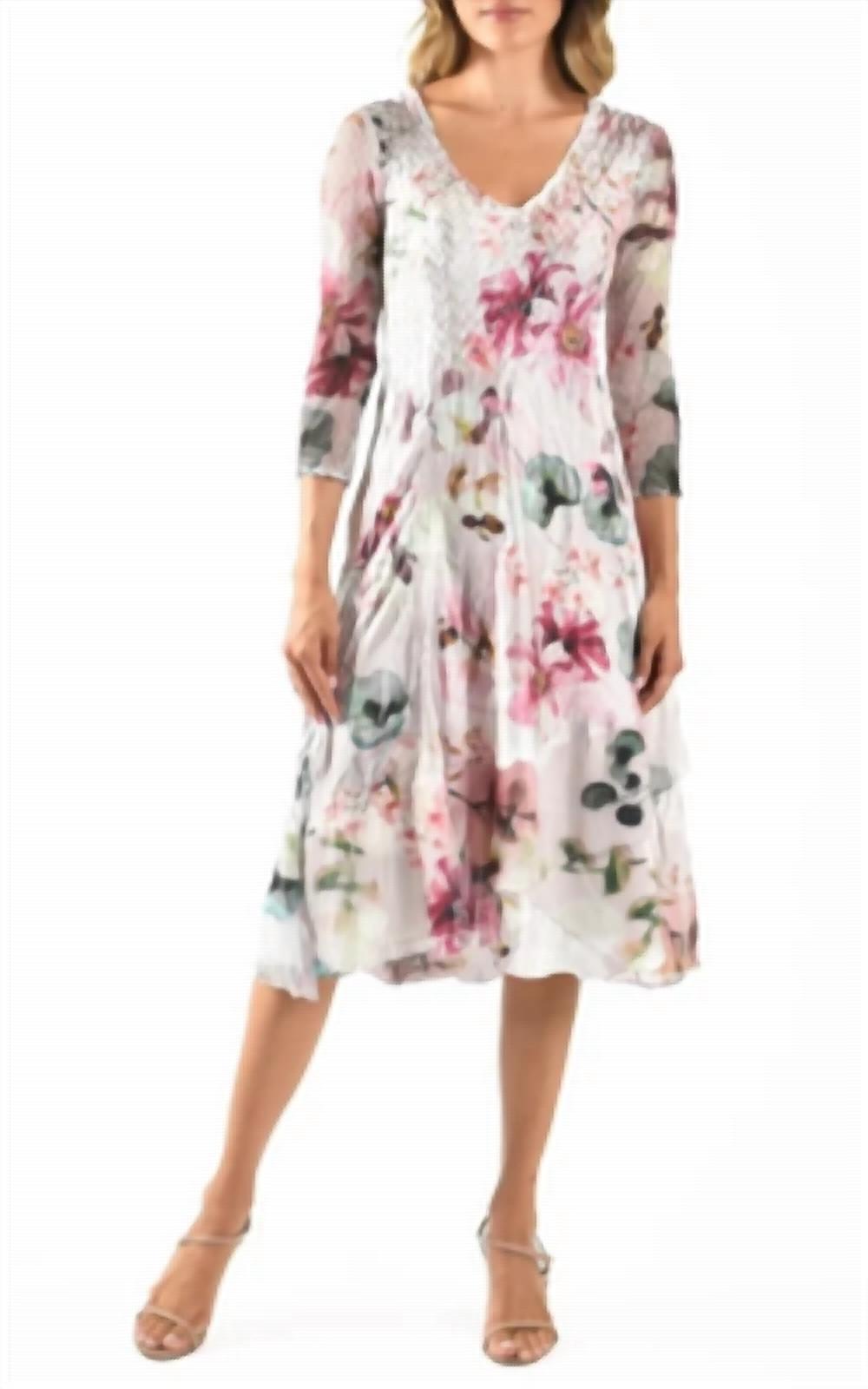 Komarov - Floral Print Charmuese Dress