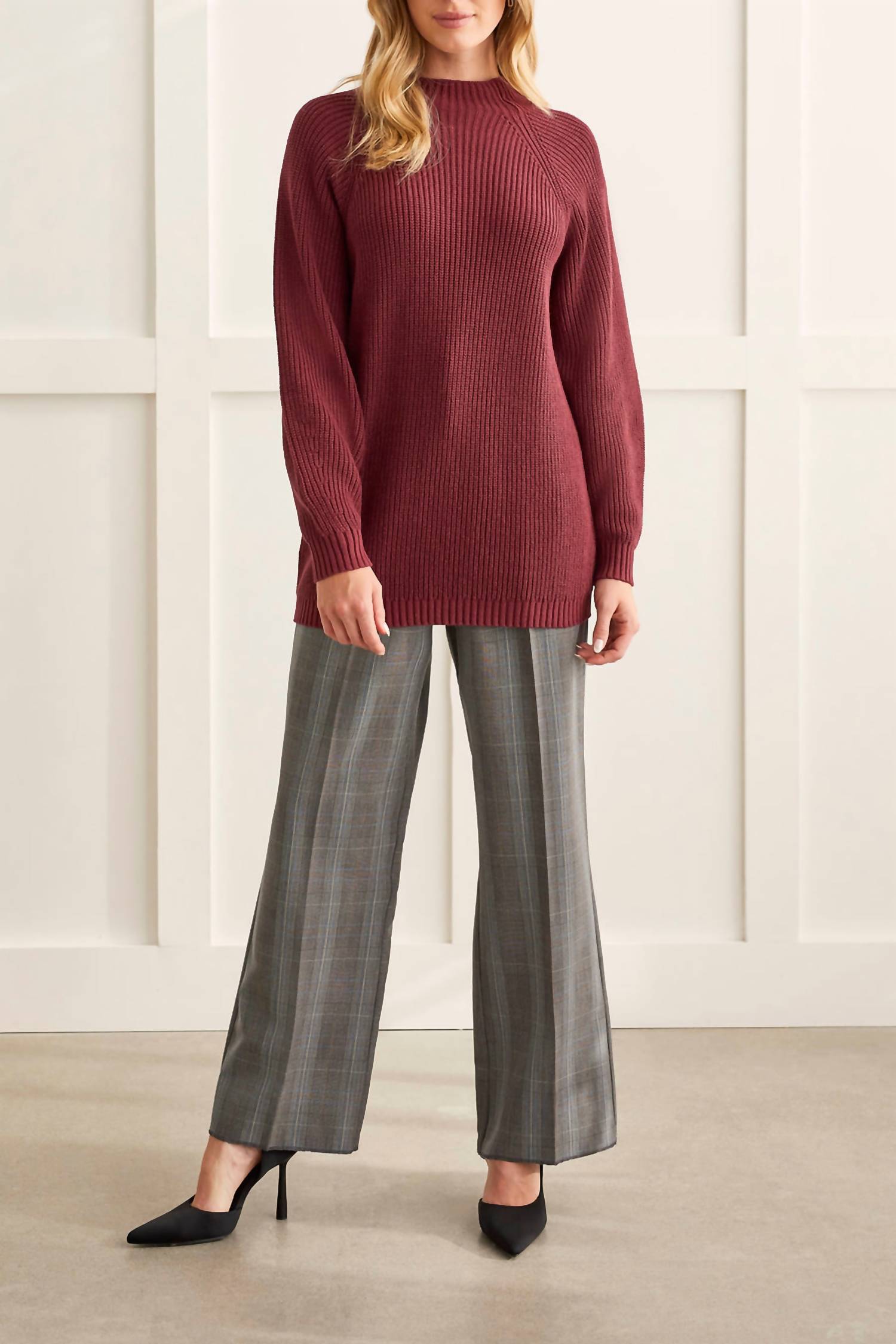Tribal - Mock Neck Long Sweater