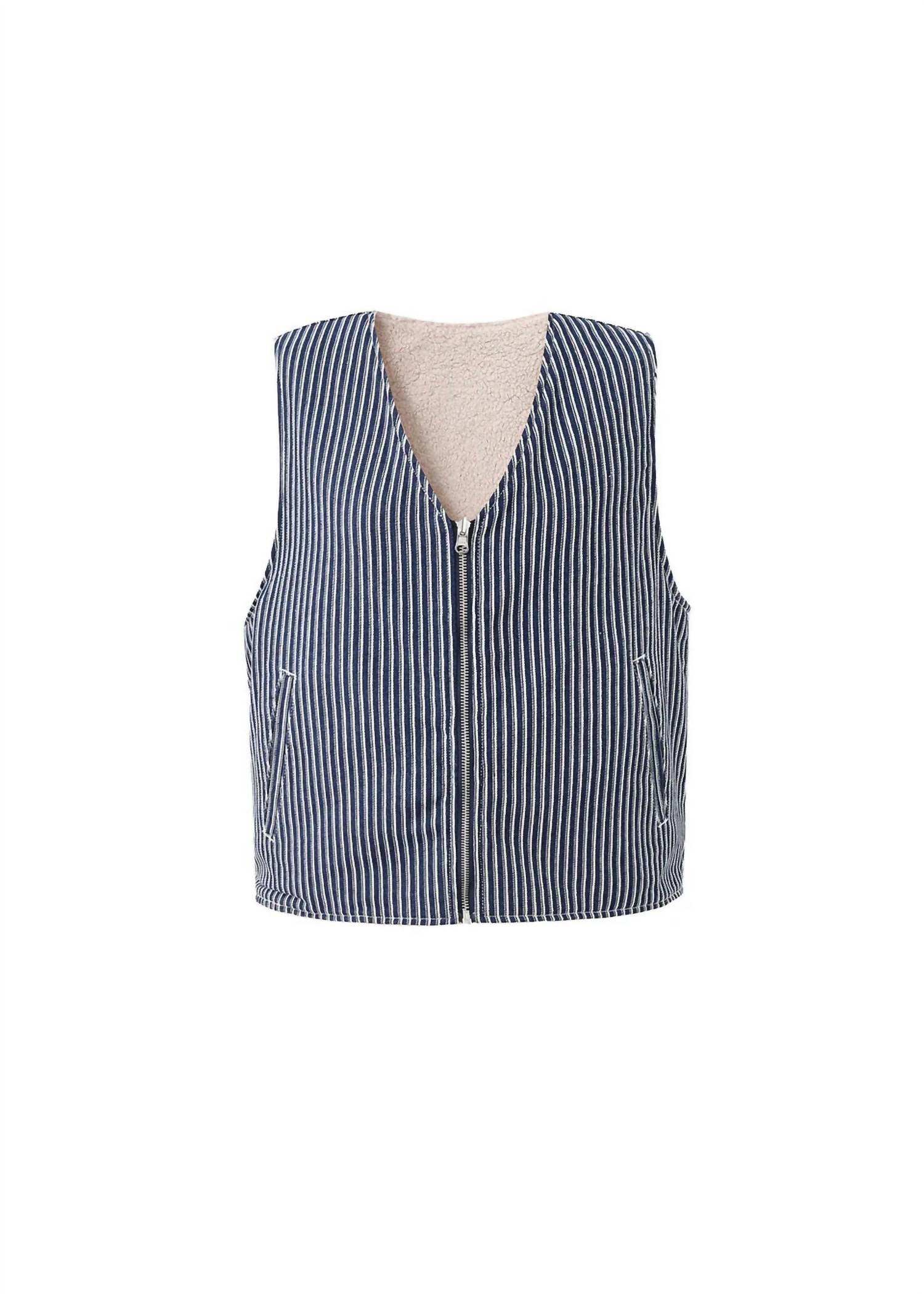 FRNCH Cymric Stripe Vest in blue and white - women's blouse - view 5
