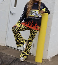 Burnt Toast/Emy Ave - Zebra Print Velvet Flare Pant