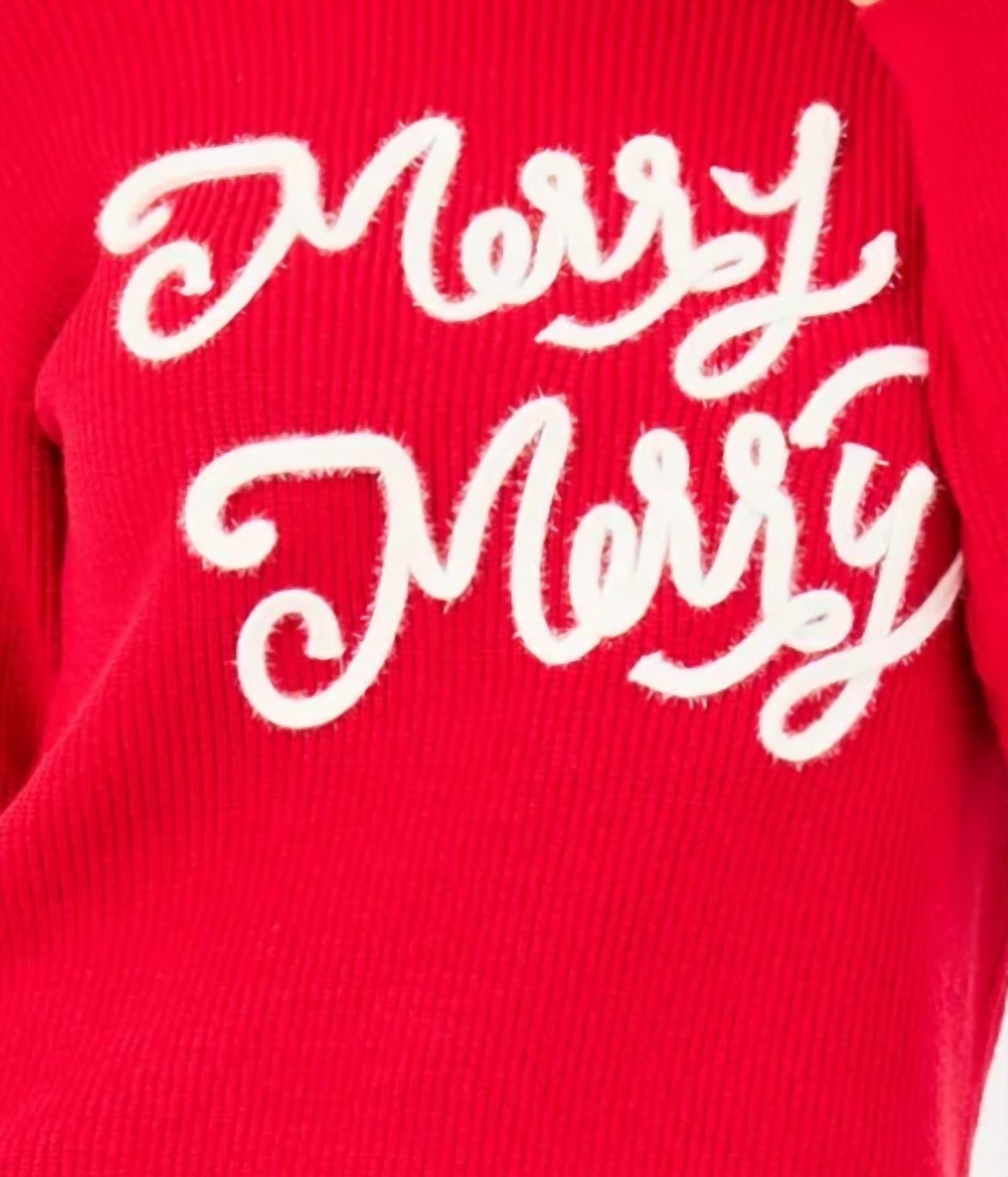 Mary Square - Merry Merry Chenille Script Sweater