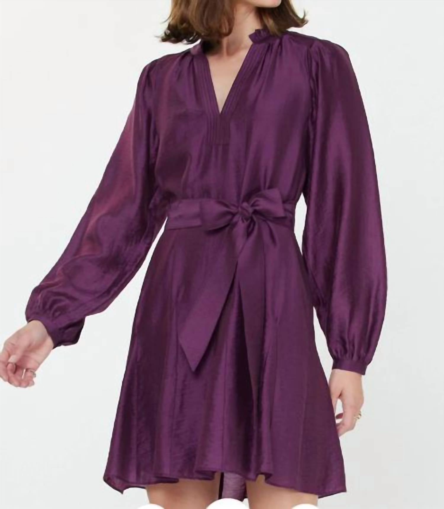 Current Air - Ruffled Collar Split Neck Dress
