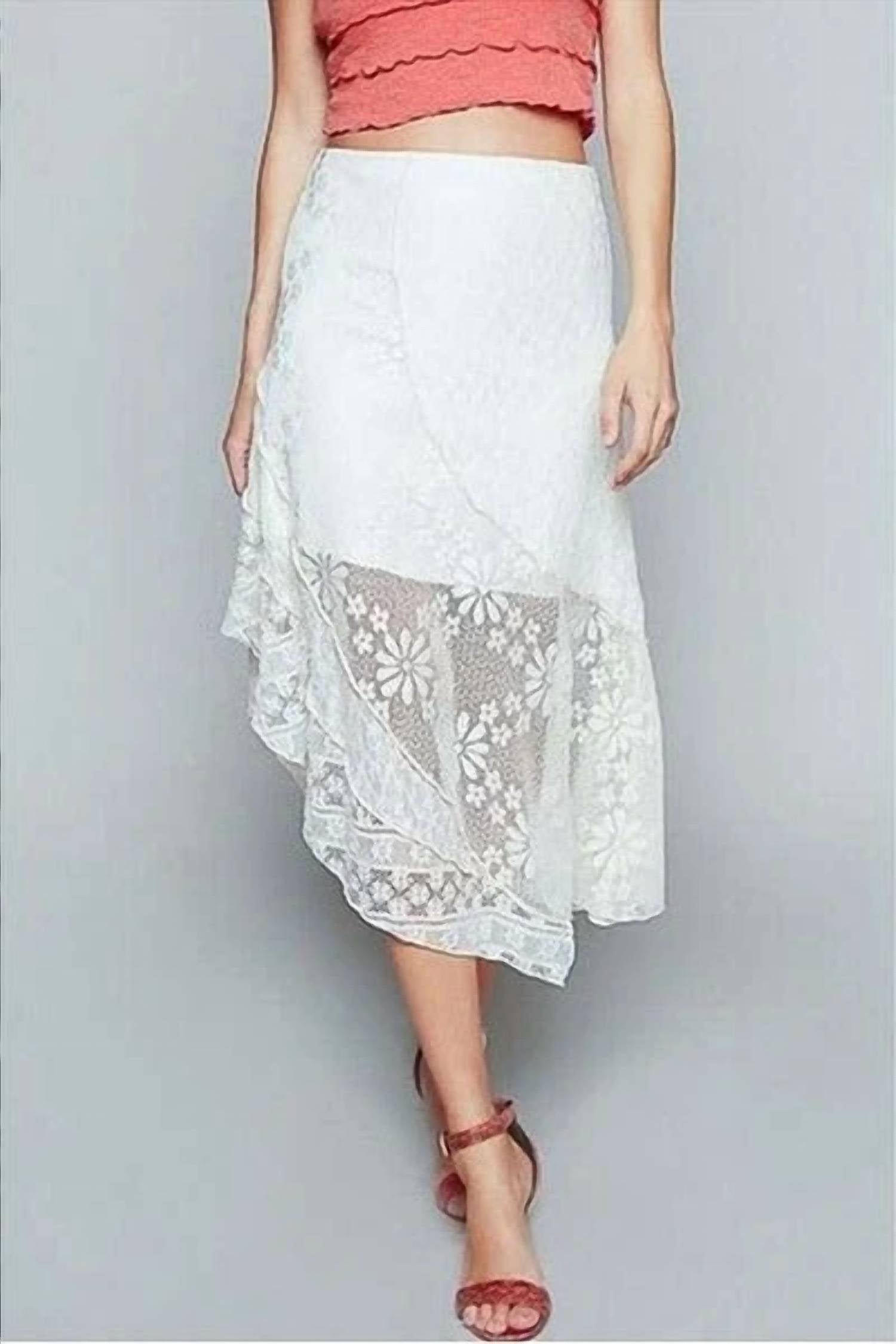 Pol - Floral Asymmetrical Midi Skirt