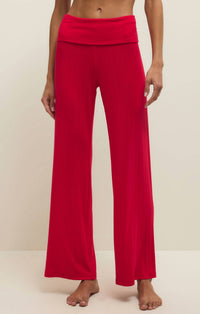 Z Supply Essential Fold Over Pants in kiss me red - women's pants - view 4