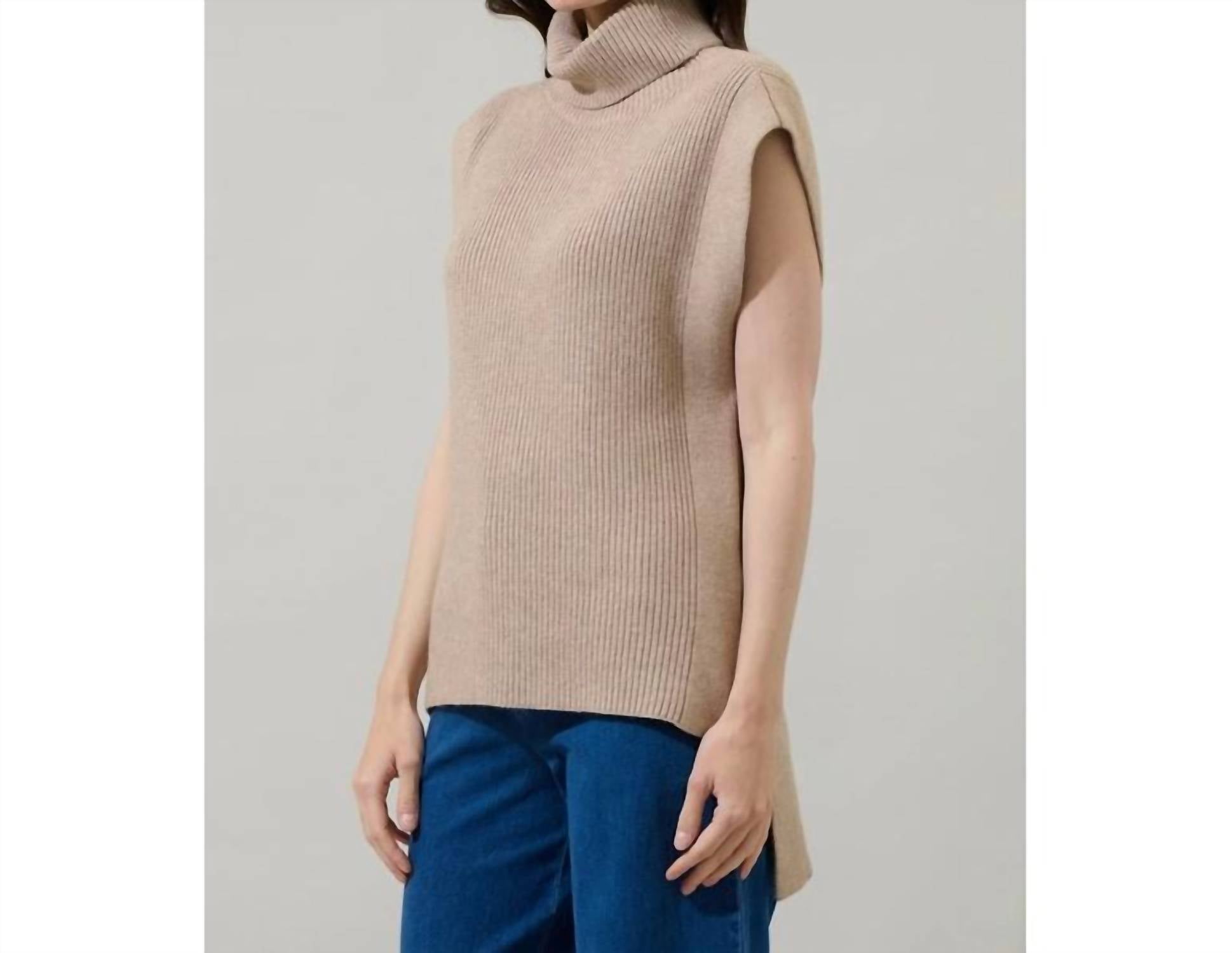 Sugarlips - Women's Aleida Turtleneck Sleeveless Sweater Top