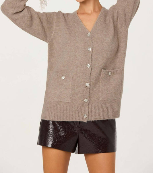 Astr - Grie Embellished Feather Trim Cardigan