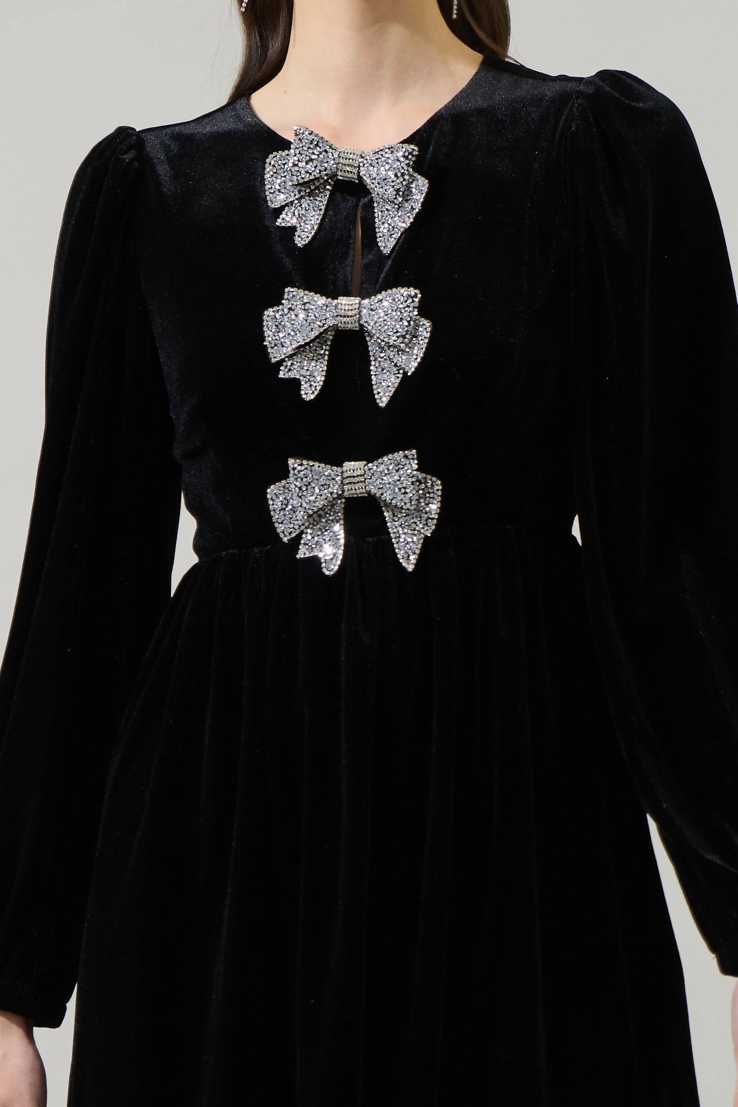 Sugarlips - Stella Velvet Bow Mini Dress