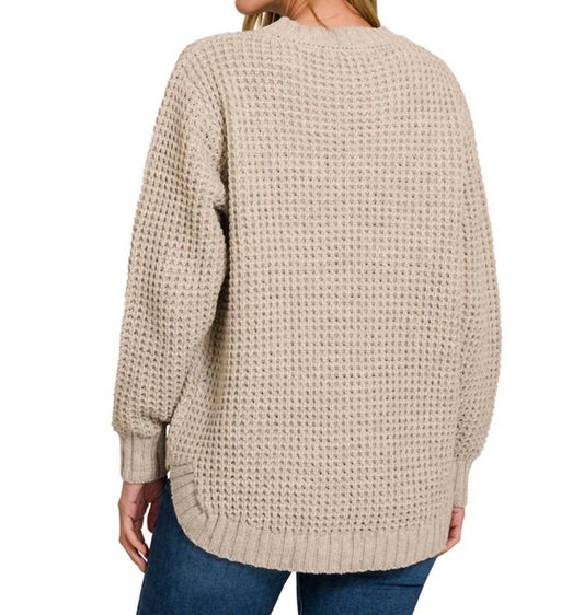 Zenana - Feeling Flawless Waffle Knit Sweater