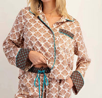 Ee:Some - Women's Retro Fan Print Matching Lounge Set