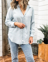 DEAR JOHN DENIM Lolita Button Down Top in straight blue - women's shirt - view 4