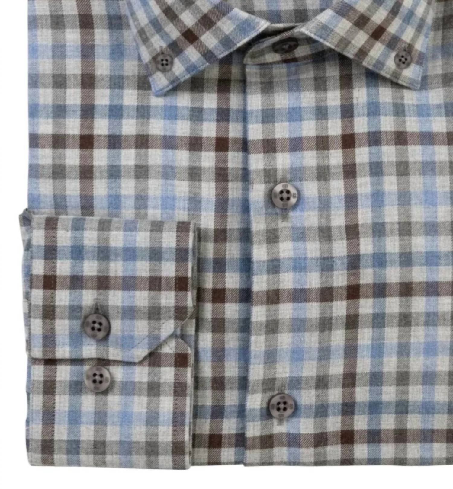 Scott Barber - Men's Brushed Cotton Gingham Long Sleeve Shirt