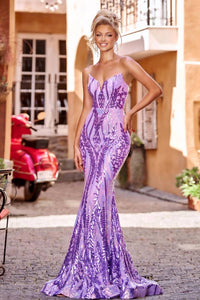 Portia&Scarlett - Deep V Neck Geometric Beaded Prom Gown