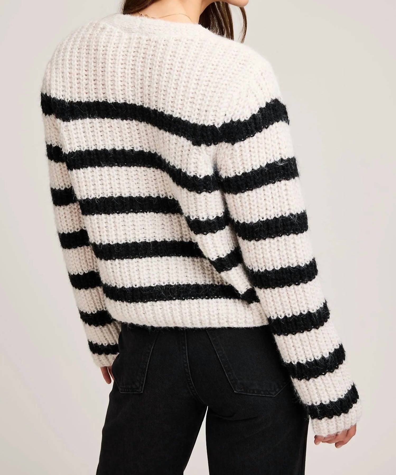 Gentle Fawn Melanie Sweater in black white - women's cardigan - detail view