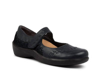 Ziera Women's Gummibear Shoe - Extra Wide in black leather - women's flats