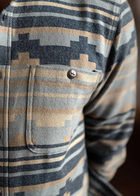 Iron & Resin Salton Jacquard Cotton Flannel Shirt in blue - men's long sleeve top - alternate view