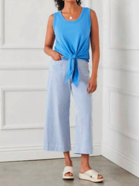 Karen Kane - Stripe Cropped Wide Leg Pants