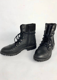 STEVE MADDEN Women's Zofie Leather Combat Boot in black - women's shoe