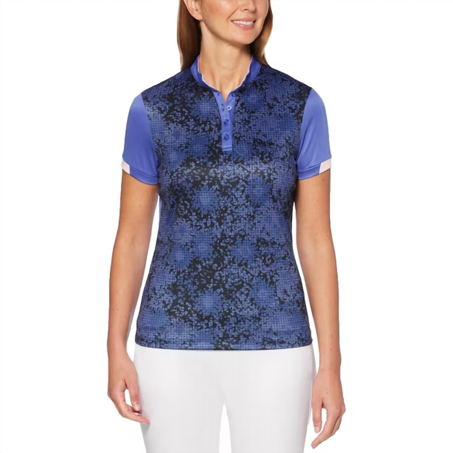 Pga Tour - Women's Activewear Printed Short Sleeve Golf Polo