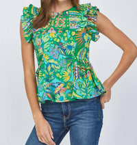 Fate - Ruffle Cap Sleeve Peplum Top