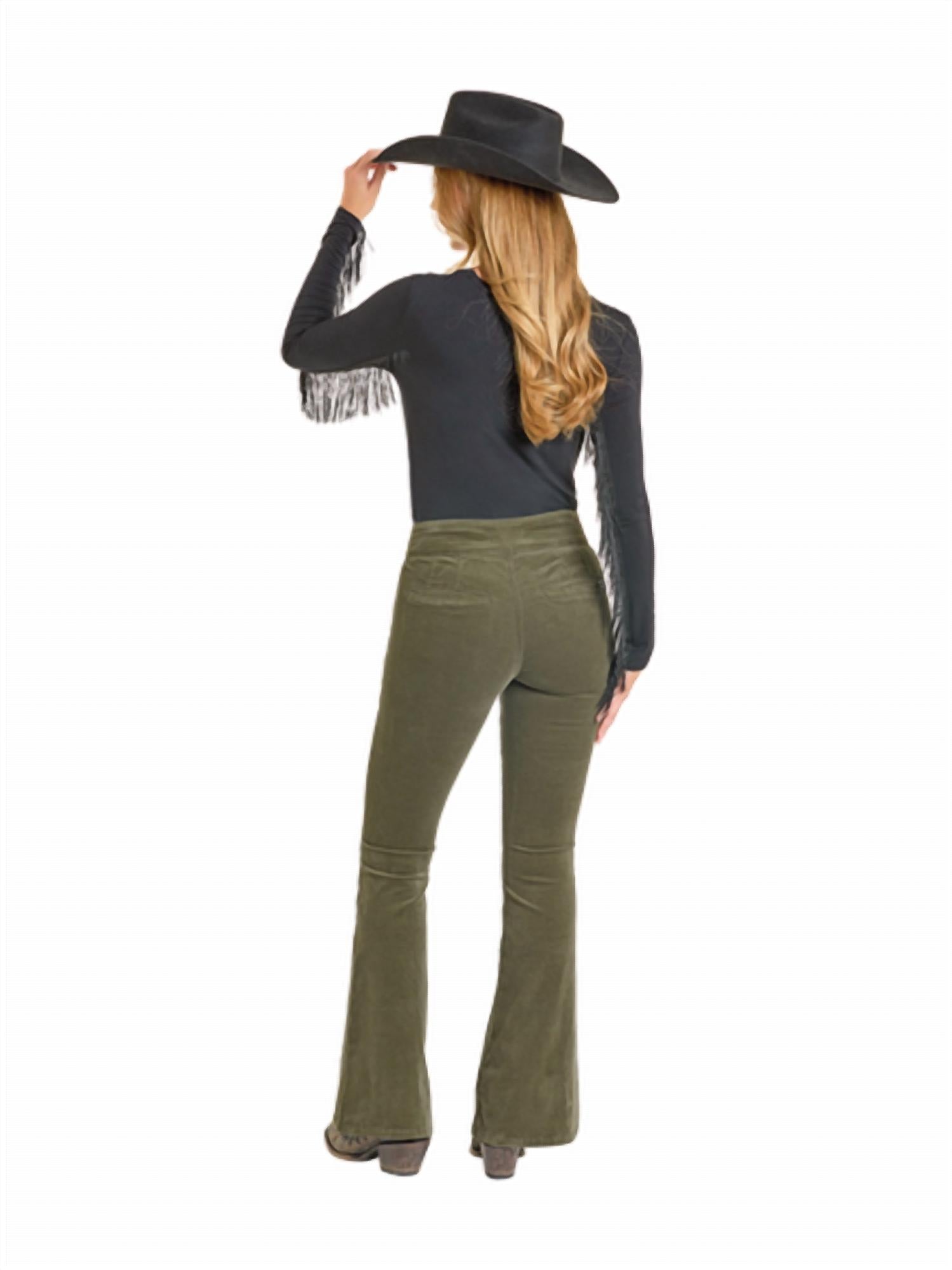 Rock & Roll Denim - Women's Corduroy Button Flare Jeans