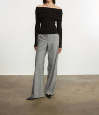 Enza Costa - SILK RIB LONG SLEEVE OFF-SHOULDER TOP